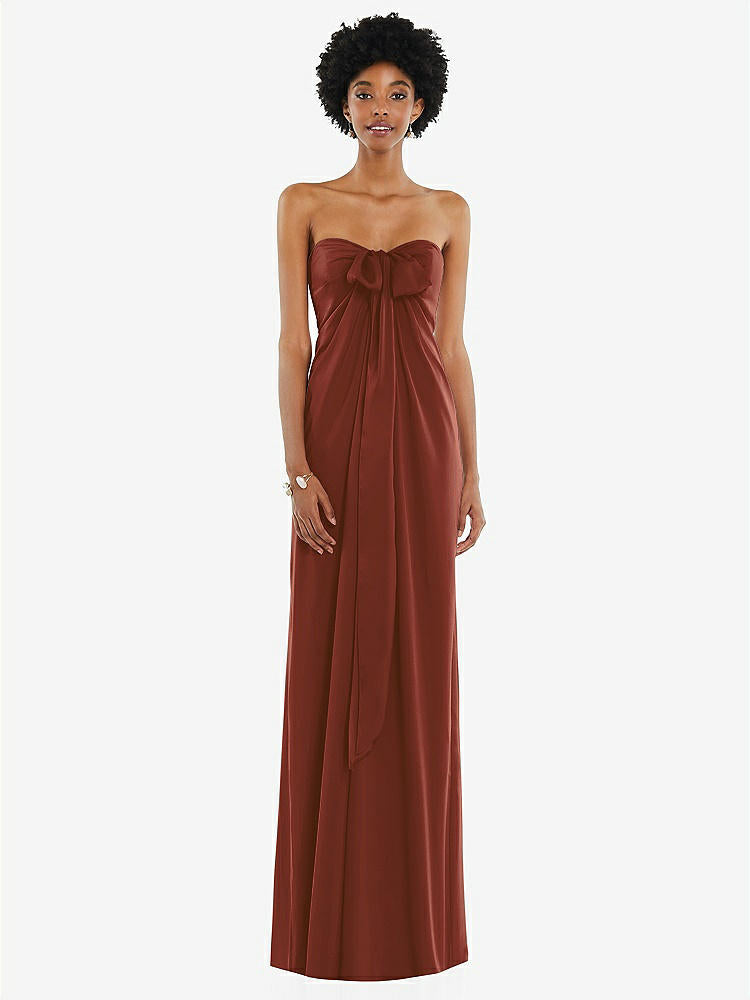 【STYLE: 3110】Draped Satin Grecian Column Gown with Convertible Straps【COLOR: Auburn Moon】