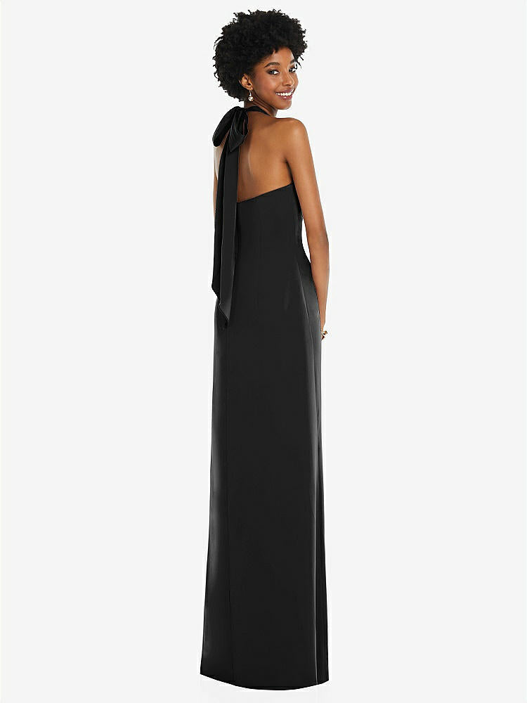 【STYLE: 3110】Draped Satin Grecian Column Gown with Convertible Straps【COLOR: Black】