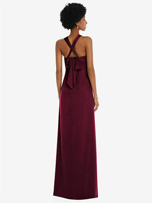 【NEW】【STYLE: 3110】ドレープ サテン ギリシャン 列 ガウン コンバーチブル ストラップ【COLOR: Cabernet】【SIZE: 00-30W】