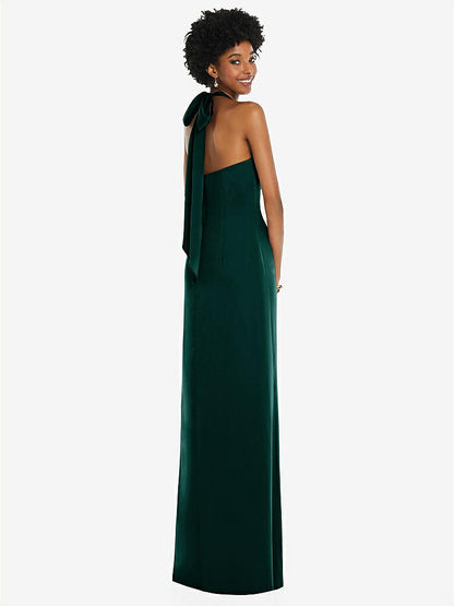 【STYLE: 3110】Draped Satin Grecian Column Gown with Convertible Straps【COLOR: Evergreen】