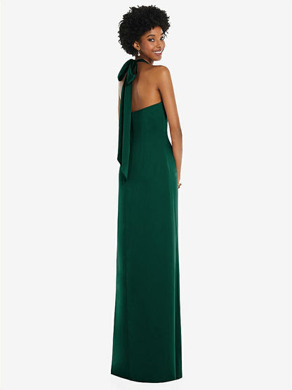 【STYLE: 3110】Draped Satin Grecian Column Gown with Convertible Straps【COLOR: Hunter Green】