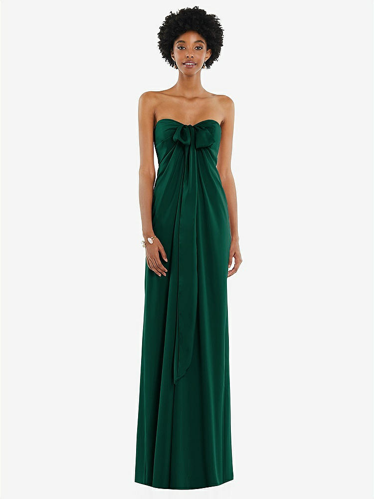 【STYLE: 3110】Draped Satin Grecian Column Gown with Convertible Straps【COLOR: Hunter Green】