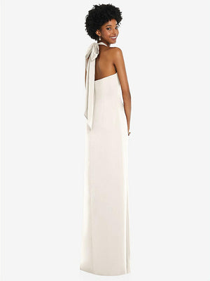 【STYLE: 3110】Draped Satin Grecian Column Gown with Convertible Straps【COLOR: Ivory】