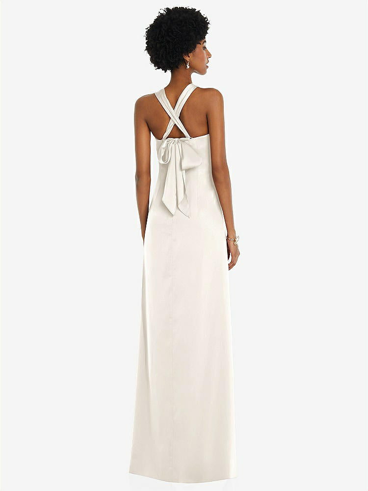 【STYLE: 3110】Draped Satin Grecian Column Gown with Convertible Straps【COLOR: Ivory】