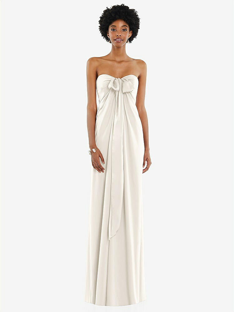 【STYLE: 3110】Draped Satin Grecian Column Gown with Convertible Straps【COLOR: Ivory】