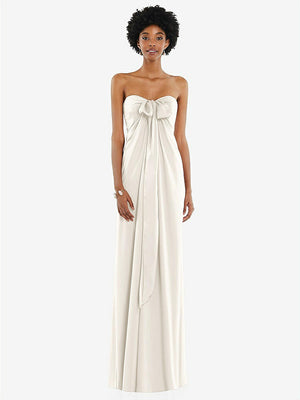 【STYLE: 3110】Draped Satin Grecian Column Gown with Convertible Straps【COLOR: Ivory】