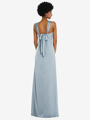 【NEW】【STYLE: 3110】ドレープ サテン ギリシャン 列 ガウン コンバーチブル ストラップ【COLOR: Mist】【SIZE: 00-30W】