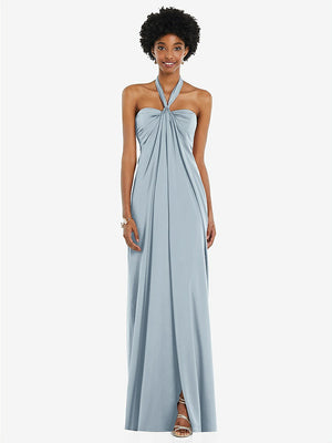 【NEW】【STYLE: 3110】ドレープ サテン ギリシャン 列 ガウン コンバーチブル ストラップ【COLOR: Mist】【SIZE: 00-30W】