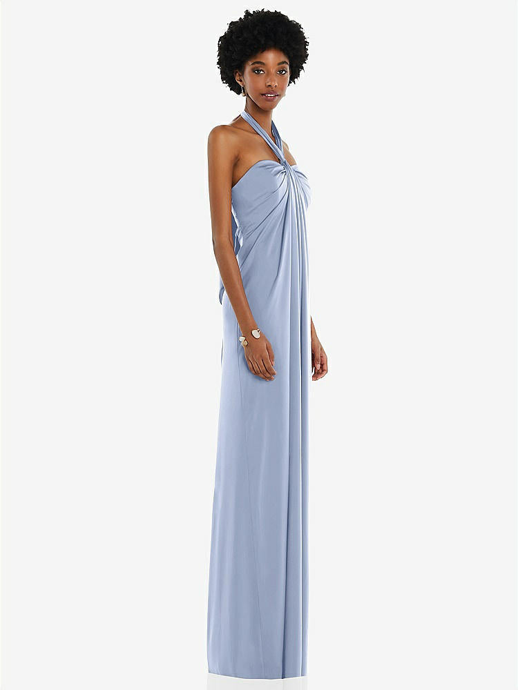 【NEW】【STYLE: 3110】ドレープ サテン ギリシャン 列 ガウン コンバーチブル ストラップ【COLOR: Sky Blue】【SIZE: 00-30W】