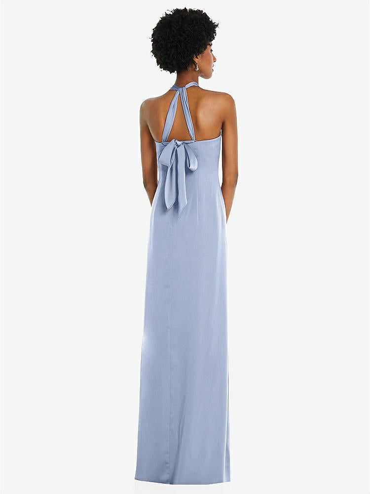【STYLE: 3110】Draped Satin Grecian Column Gown with Convertible Straps【COLOR: Sky Blue】