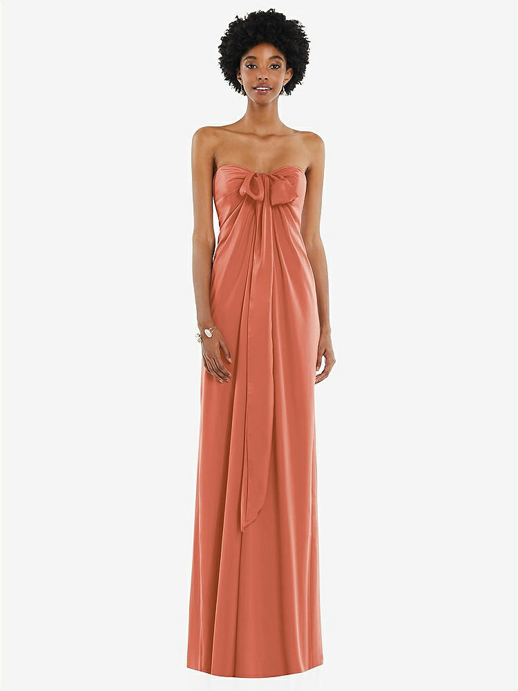 【STYLE: 3110】Draped Satin Grecian Column Gown with Convertible Straps【COLOR: Terracotta Copper】