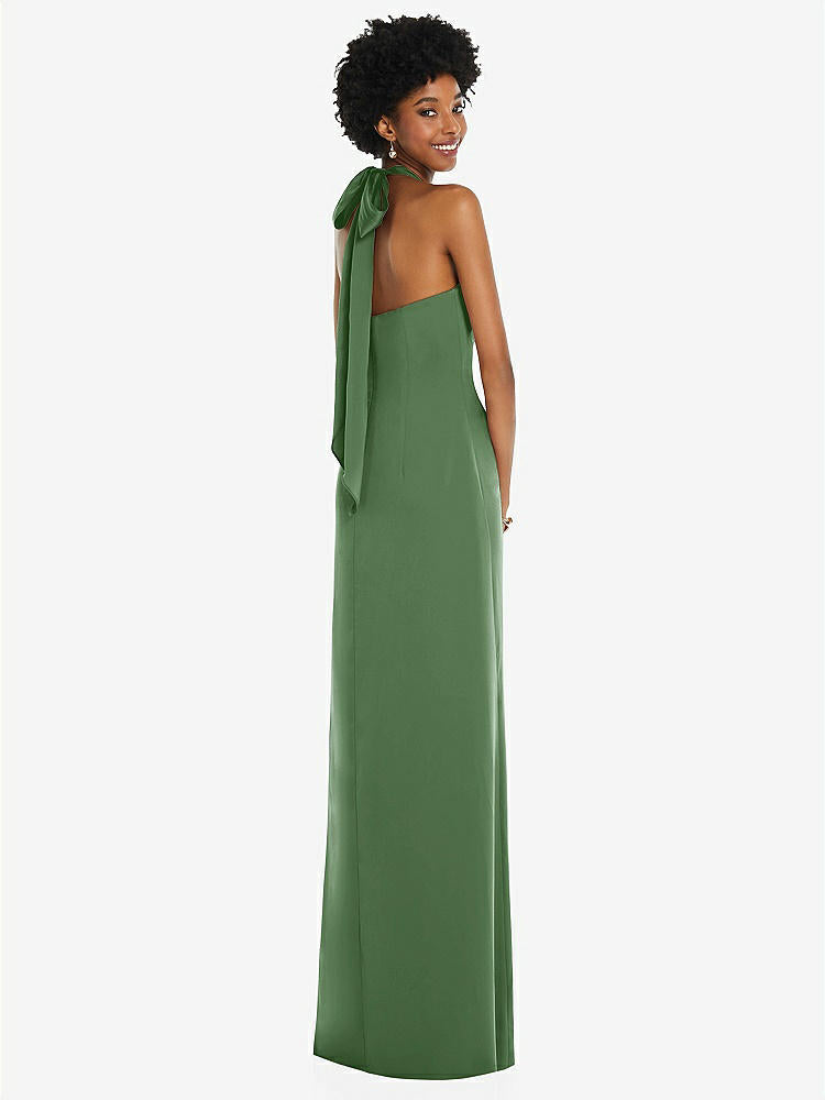【STYLE: 3110】Draped Satin Grecian Column Gown with Convertible Straps【COLOR: Vineyard Green】