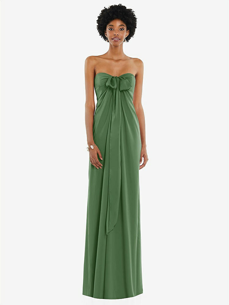 【STYLE: 3110】Draped Satin Grecian Column Gown with Convertible Straps【COLOR: Vineyard Green】