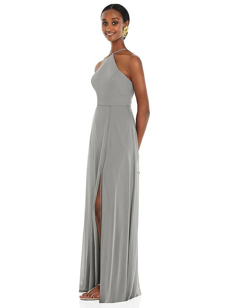 【STYLE: LB035】Diamond Halter Maxi Dress with Adjustable Straps【COLOR: Chelsea Gray】