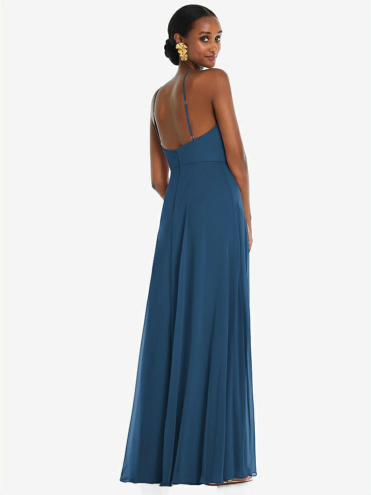 【STYLE: LB035】Diamond Halter Maxi Dress with Adjustable Straps【COLOR: Dusk Blue】