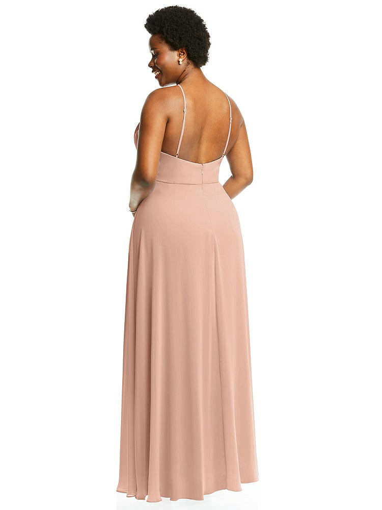 【STYLE: LB035】Diamond Halter Maxi Dress with Adjustable Straps【COLOR: Pale Peach】