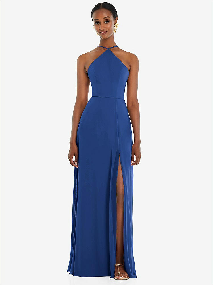 【STYLE: LB035】Diamond Halter Maxi Dress with Adjustable Straps【COLOR: Classic Blue】