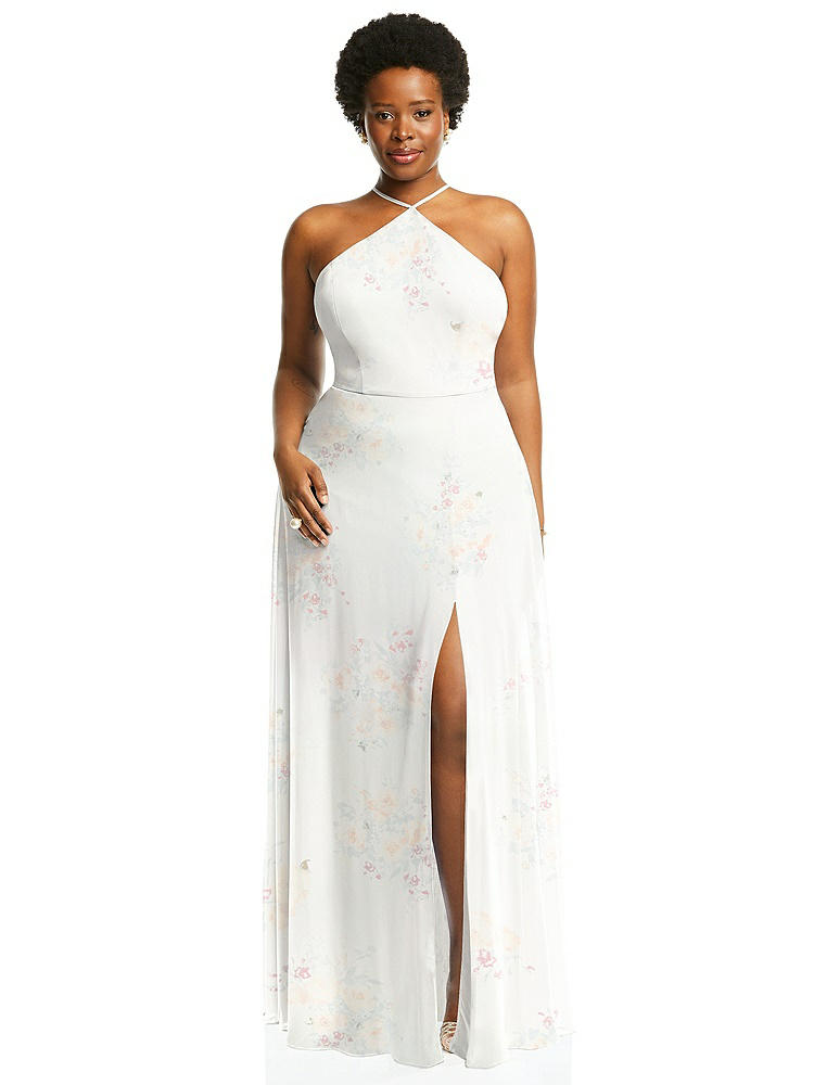 【STYLE: LB035】Diamond Halter Maxi Dress with Adjustable Straps【COLOR: Spring Fling】