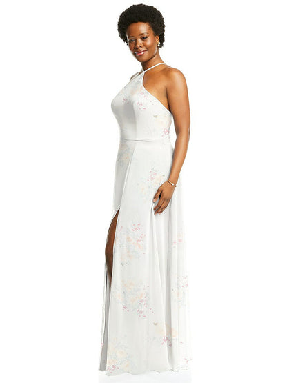 【STYLE: LB035】Diamond Halter Maxi Dress with Adjustable Straps【COLOR: Spring Fling】
