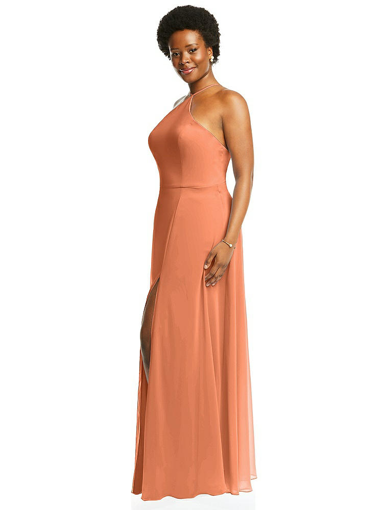 【NEW】【STYLE: LB035】ダイヤモンド ホルター マキシ ドレス 調整可能 ストラップ【COLOR: Sweet Melon】【SIZE: 00-30W】
