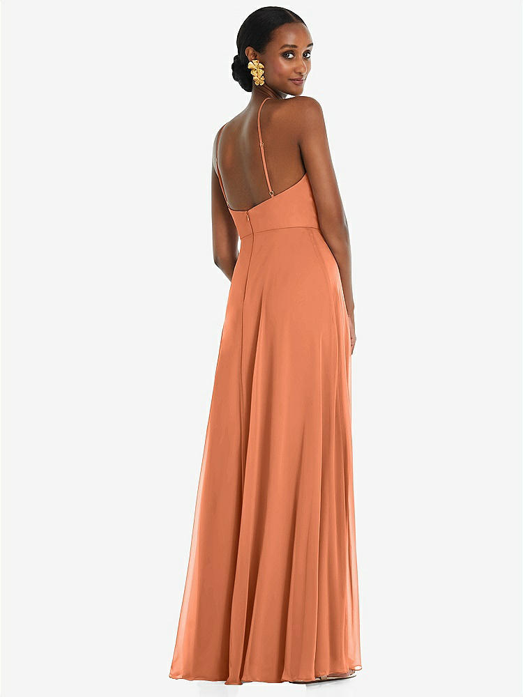 【STYLE: LB035】Diamond Halter Maxi Dress with Adjustable Straps【COLOR: Sweet Melon】