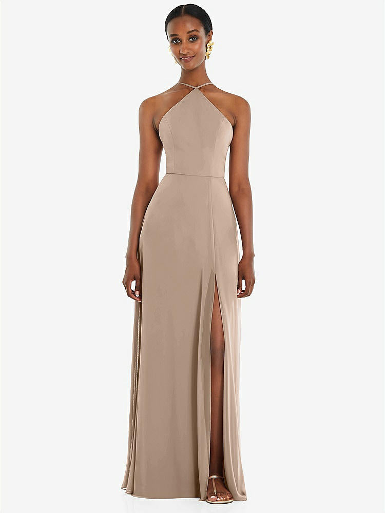 【STYLE: LB035】Diamond Halter Maxi Dress with Adjustable Straps【COLOR: Topaz】