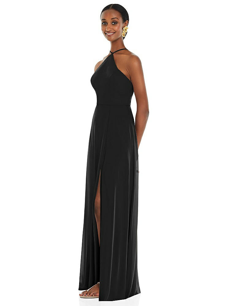 【STYLE: LB035】Diamond Halter Maxi Dress with Adjustable Straps【COLOR: Black】