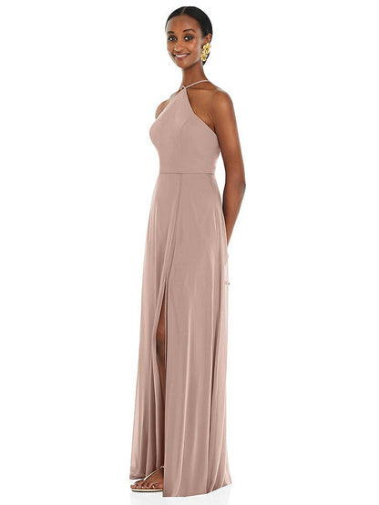 【STYLE: LB035】Diamond Halter Maxi Dress with Adjustable Straps【COLOR: Bliss】