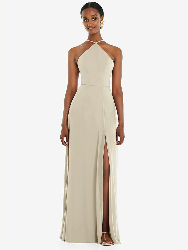 【STYLE: LB035】Diamond Halter Maxi Dress with Adjustable Straps【COLOR: Champagne】