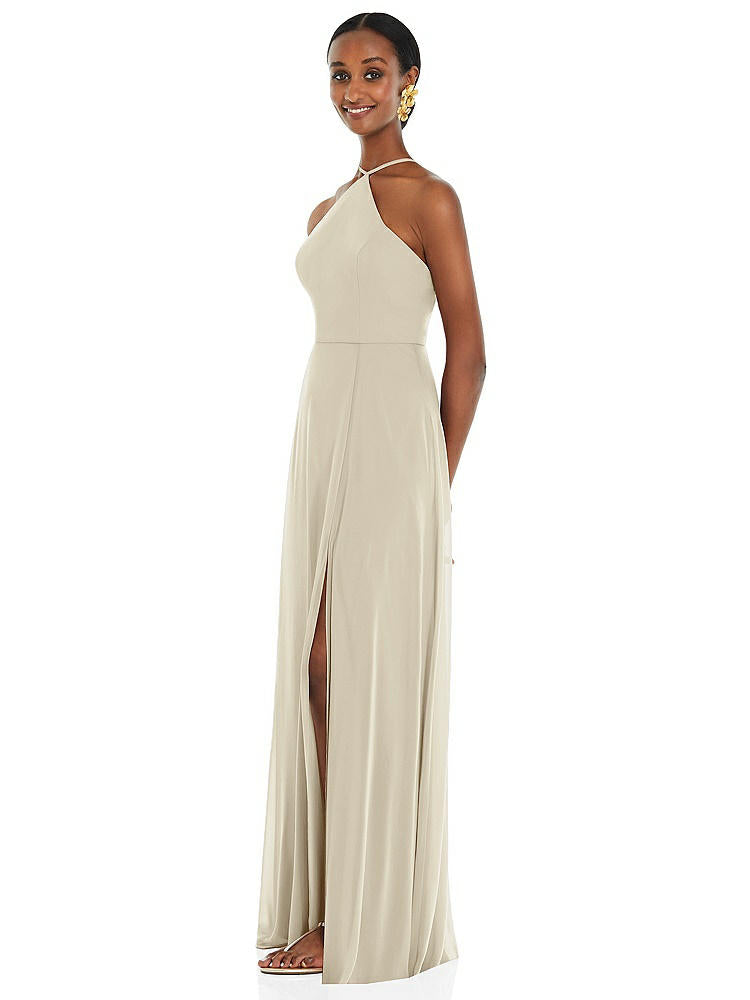 【STYLE: LB035】Diamond Halter Maxi Dress with Adjustable Straps【COLOR: Champagne】