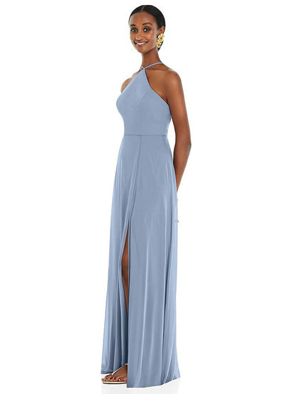 【STYLE: LB035】Diamond Halter Maxi Dress with Adjustable Straps【COLOR: Cloudy】