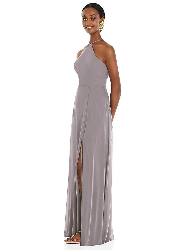 【STYLE: LB035】Diamond Halter Maxi Dress with Adjustable Straps【COLOR: Cashmere Gray】