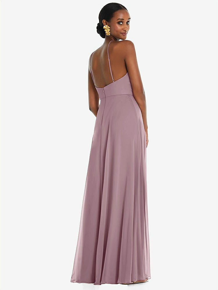 【STYLE: LB035】Diamond Halter Maxi Dress with Adjustable Straps【COLOR: Dusty Rose】