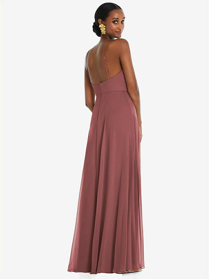 【STYLE: LB035】Diamond Halter Maxi Dress with Adjustable Straps【COLOR: English Rose】