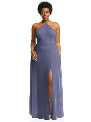 【NEW】【STYLE: LB035】ダイヤモンド ホルター マキシ ドレス 調整可能 ストラップ【COLOR: French Blue】【SIZE: 00-30W】