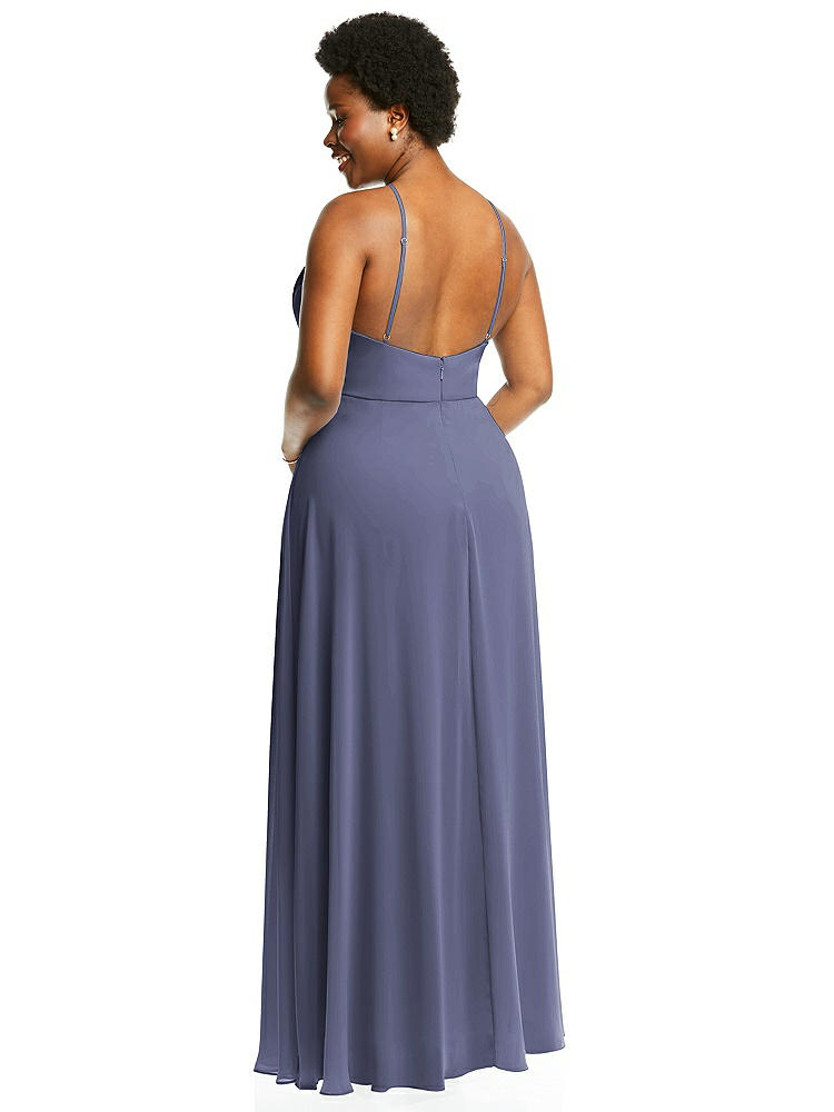 【STYLE: LB035】Diamond Halter Maxi Dress with Adjustable Straps【COLOR: French Blue】