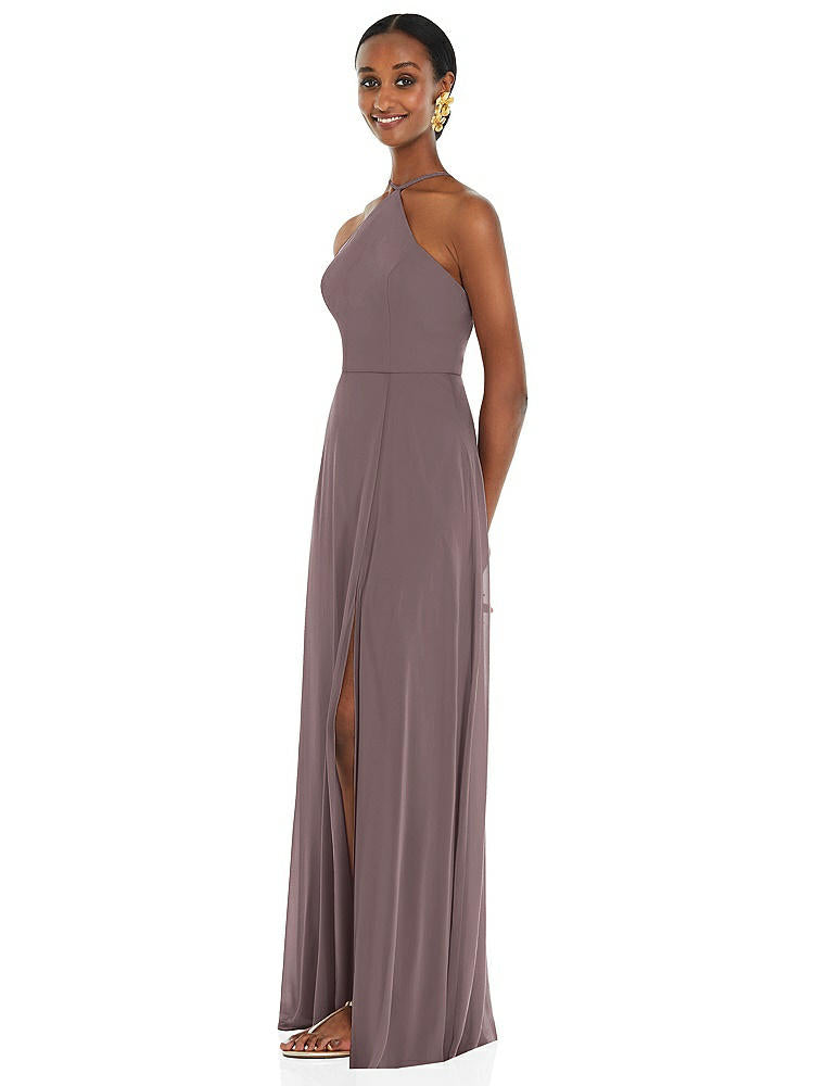 【STYLE: LB035】Diamond Halter Maxi Dress with Adjustable Straps【COLOR: French Truffle】