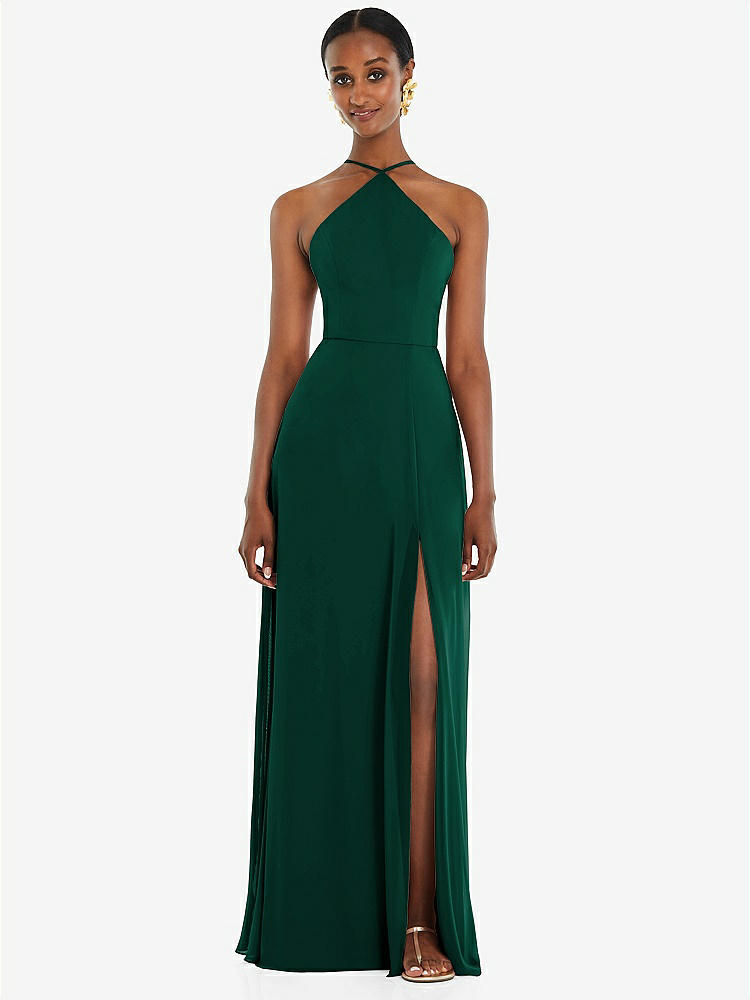 【STYLE: LB035】Diamond Halter Maxi Dress with Adjustable Straps【COLOR: Hunter Green】