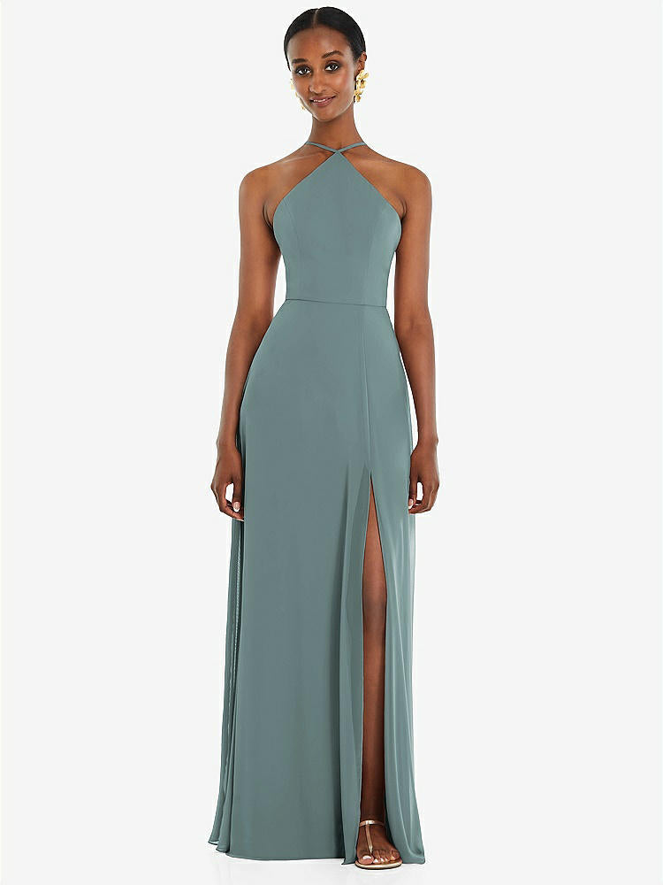 【STYLE: LB035】Diamond Halter Maxi Dress with Adjustable Straps【COLOR: Icelandic】