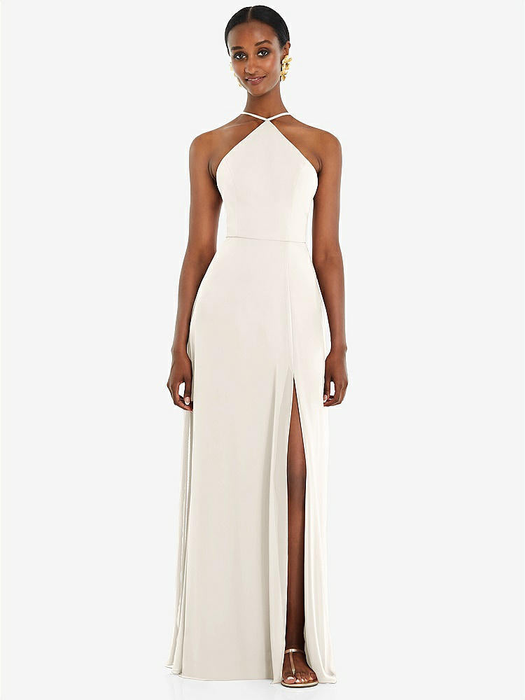 【STYLE: LB035】Diamond Halter Maxi Dress with Adjustable Straps【COLOR: Ivory】