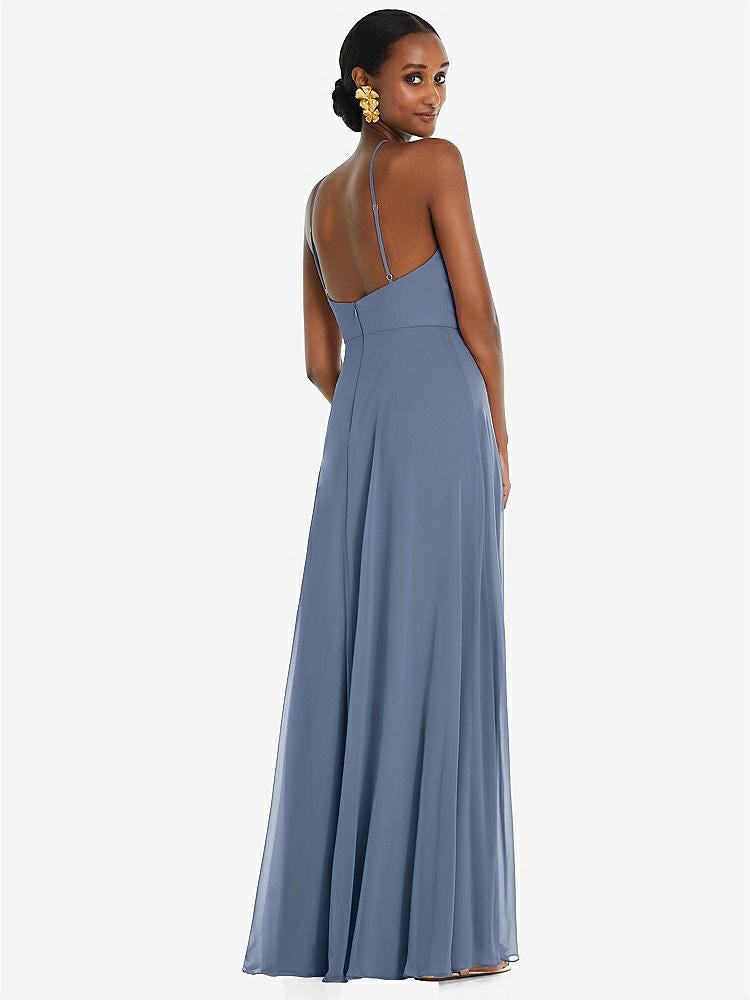 【STYLE: LB035】Diamond Halter Maxi Dress with Adjustable Straps【COLOR: Larkspur Blue】