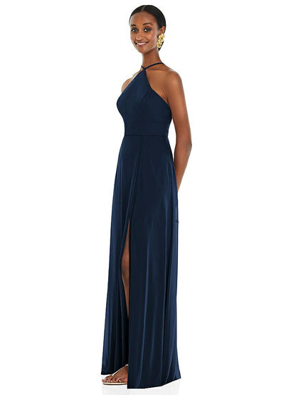 【STYLE: LB035】Diamond Halter Maxi Dress with Adjustable Straps【COLOR: Midnight Navy】