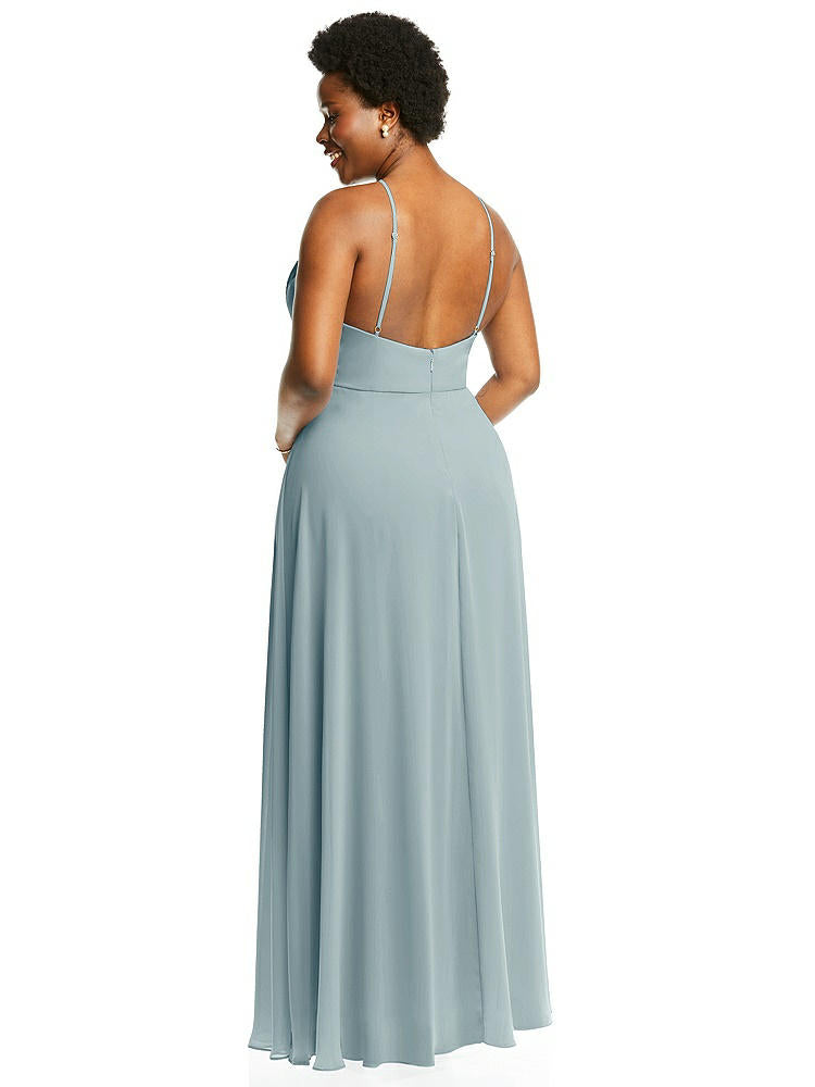 【STYLE: LB035】Diamond Halter Maxi Dress with Adjustable Straps【COLOR: Morning Sky】