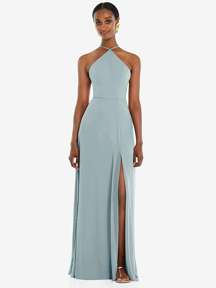 【STYLE: LB035】Diamond Halter Maxi Dress with Adjustable Straps【COLOR: Morning Sky】