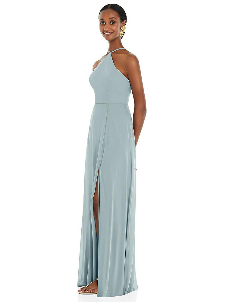 【STYLE: LB035】Diamond Halter Maxi Dress with Adjustable Straps【COLOR: Morning Sky】