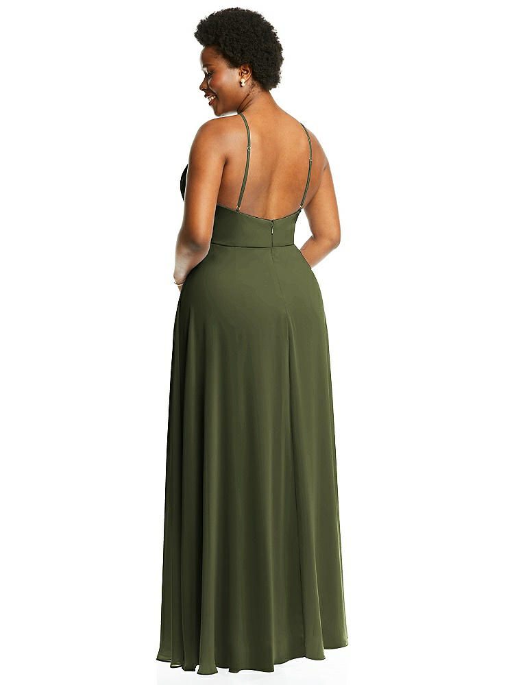 【STYLE: LB035】Diamond Halter Maxi Dress with Adjustable Straps【COLOR: Olive Green】