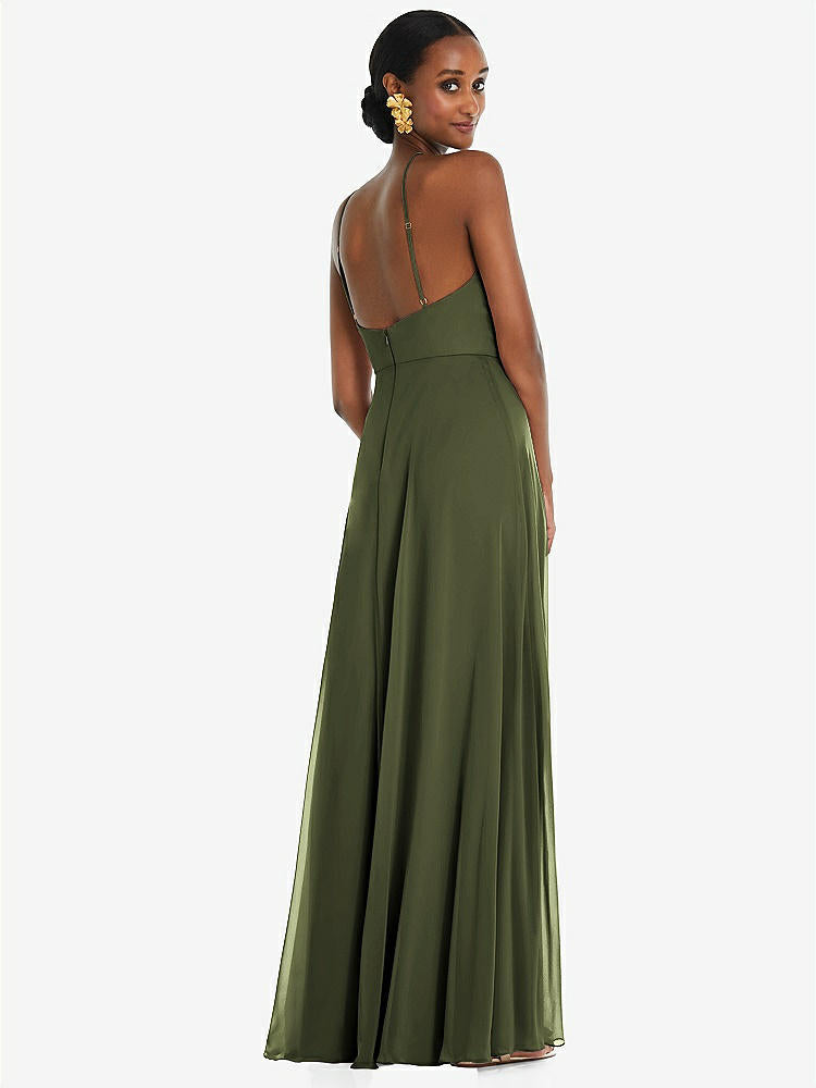 【STYLE: LB035】Diamond Halter Maxi Dress with Adjustable Straps【COLOR: Olive Green】