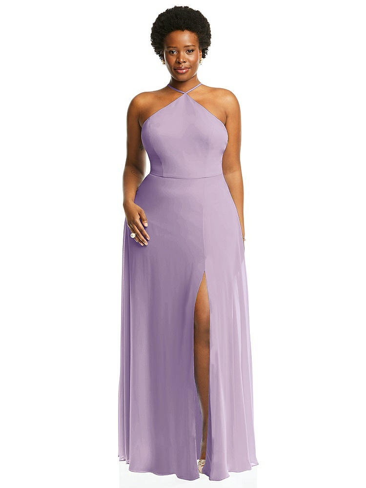 【STYLE: LB035】Diamond Halter Maxi Dress with Adjustable Straps【COLOR: Pale Purple】