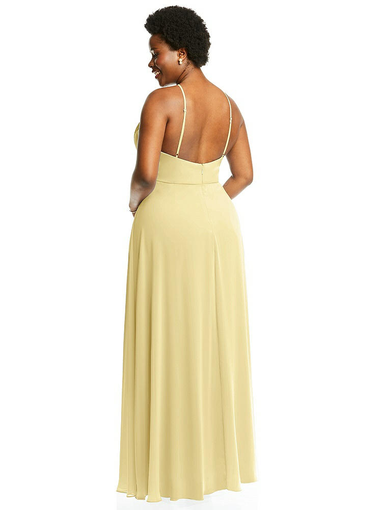 【STYLE: LB035】Diamond Halter Maxi Dress with Adjustable Straps【COLOR: Pale Yellow】