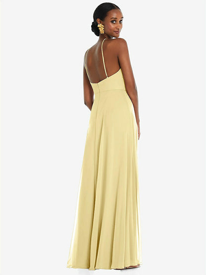 【STYLE: LB035】Diamond Halter Maxi Dress with Adjustable Straps【COLOR: Pale Yellow】
